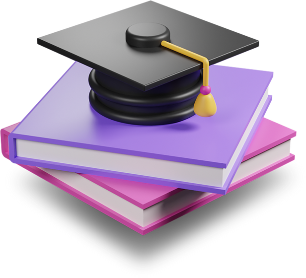 Graduation Graduate Hat on books icon 3d